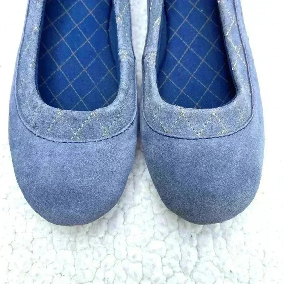 Lands End Dory Blue/Gray Suede Rounded Toe Comfort Walking Ballet Flats Size 7 - Picture 4 of 12